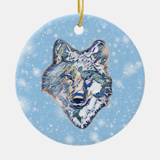 Der Winter Wolf   Keramik Ornament (Vorne)