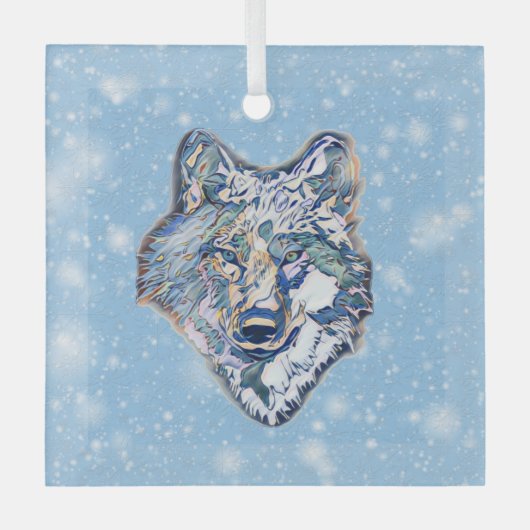 Der Winter Wolf Ornament Aus Glas (Vorderseite)