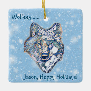 Der Winter Wolf (personalisiert) Metal-Ornament Keramikornament