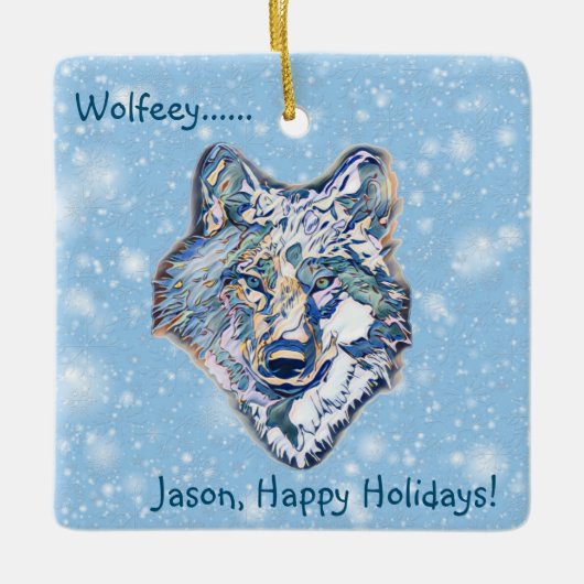 Der Winter Wolf (personalisiert) Metal-Ornament Keramikornament (Vorderseite)