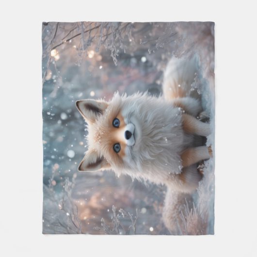 Der Winterfuchs Fleecedecke (Vorderseite)