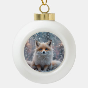 Der Winterfuchs Keramik Kugel-Ornament