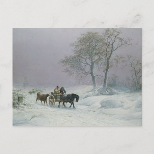 Der winterliche Weg zum Markt Postkarte (Vorderseite)