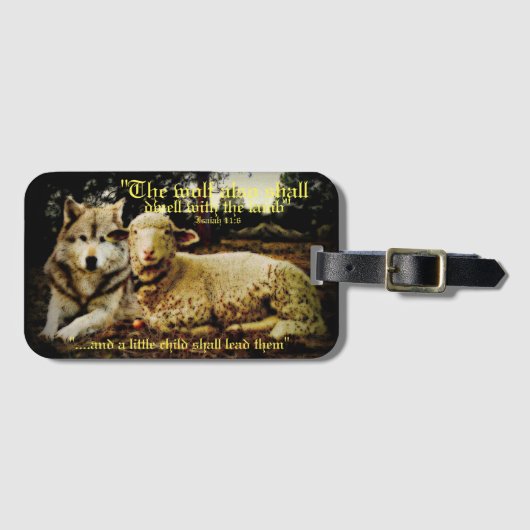 "Der Wolf bleibt mit dem niederlegenden Lamm" Gepäckanhänger (Vorderseite (Horizontal))