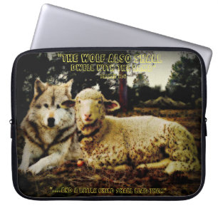 "Der Wolf bleibt mit dem niederlegenden Lamm" Laptopschutzhülle