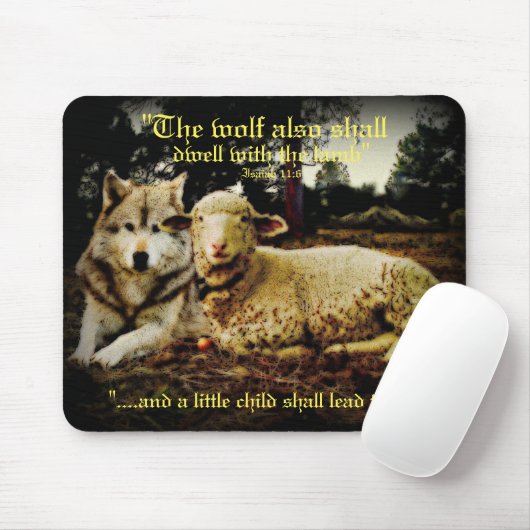 "Der Wolf bleibt mit dem niederlegenden Lamm" Mousepad (Mit Mouse)