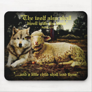"Der Wolf bleibt mit dem niederlegenden Lamm" Mousepad