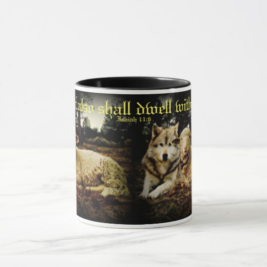 "Der Wolf bleibt mit dem niederlegenden Lamm" Tasse (Zentrum)
