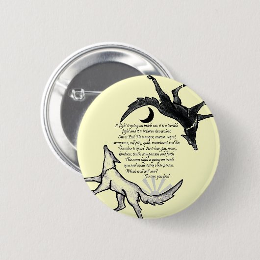 Der Wolf, der Füttre Button (Vorne & Hinten)