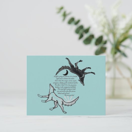 Der Wolf, der Füttre Postkarte (Stehend Vorderseite)