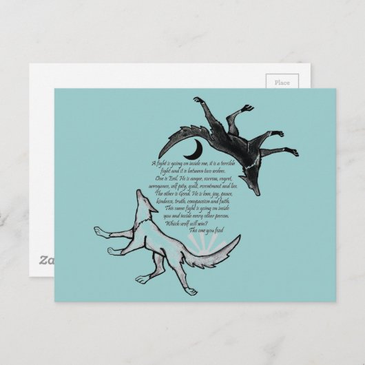 Der Wolf, der Füttre Postkarte (Vorne/Hinten)