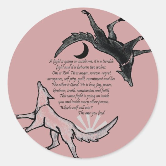 Der Wolf, der Füttre Runder Aufkleber (Vorderseite)