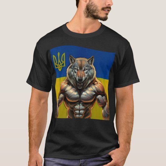 Der Wolf der Ukraine, ukrainischer Patriotiker T-Shirt (Vorderseite)