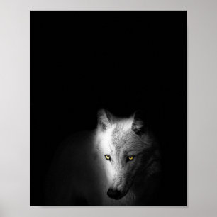 Der Wolf, ein modernes, schwarz-weißes Foto, Poster