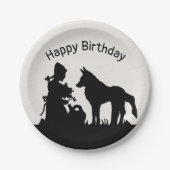 Der Wolf mit Rotkäppchen schwarzer Silhouette Pappteller (Vorderseite)