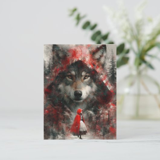 Der Wolf sieht über wenig Rot. Postkarte (Stehend Vorderseite)