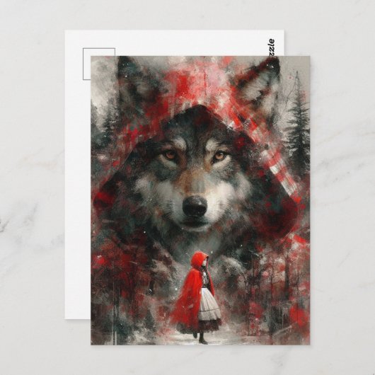 Der Wolf sieht über wenig Rot. Postkarte (Vorne/Hinten)
