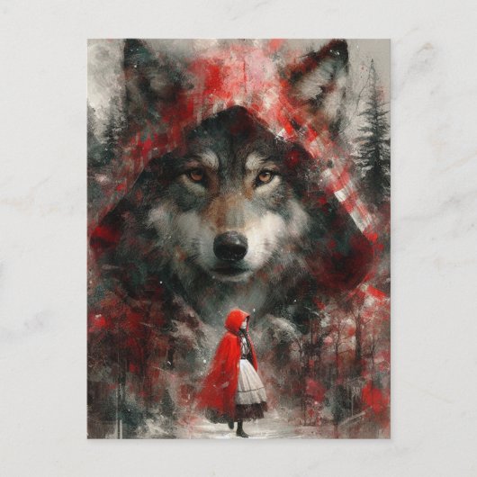 Der Wolf sieht über wenig Rot. Postkarte (Vorderseite)