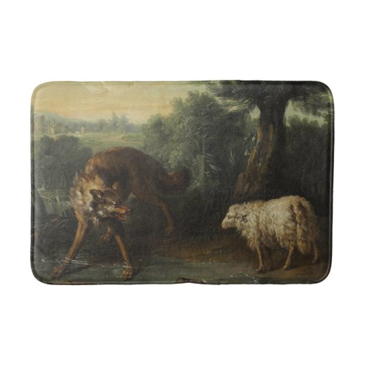 Der Wolf und das Lamm (von Jean-Baptiste Oudry) Badematte (Vorderseite)
