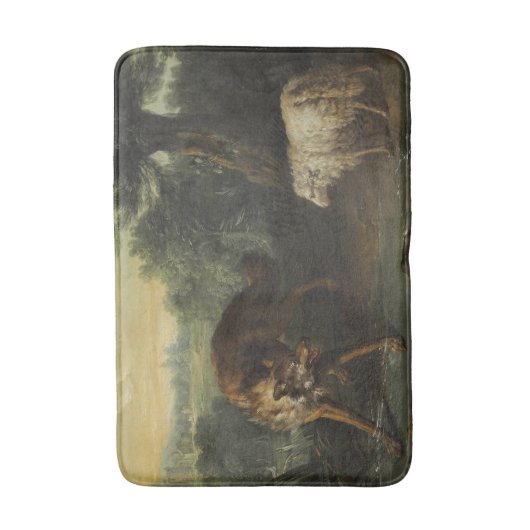 Der Wolf und das Lamm (von Jean-Baptiste Oudry) Badematte (Vorderseite Vertikal)