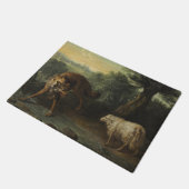 Der Wolf und das Lamm (von Jean-Baptiste Oudry) Fußmatte (Schrägansicht)