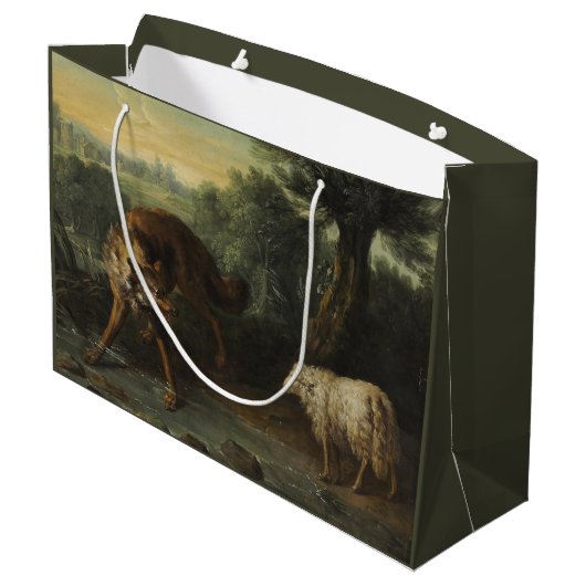 Der Wolf und das Lamm (von Jean-Baptiste Oudry) Große Geschenktüte (Rückseite Schrägansicht)