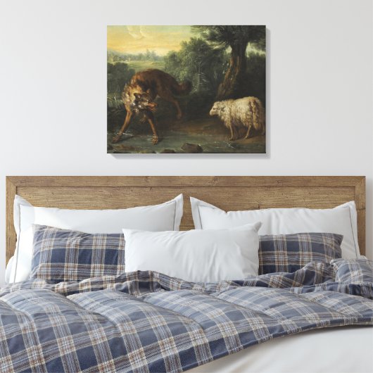 Der Wolf und das Lamm (von Jean-Baptiste Oudry) Leinwanddruck (Insitu (Schlafzimmer))