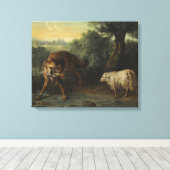 Der Wolf und das Lamm (von Jean-Baptiste Oudry) Leinwanddruck (Insitu (Holzboden))