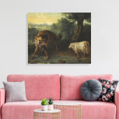 Der Wolf und das Lamm (von Jean-Baptiste Oudry) Leinwanddruck (Insitu (Wohnzimmer))