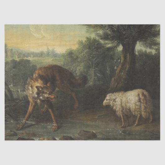 Der Wolf und das Lamm (von Jean-Baptiste Oudry) Seidenpapier (Vorderseite)
