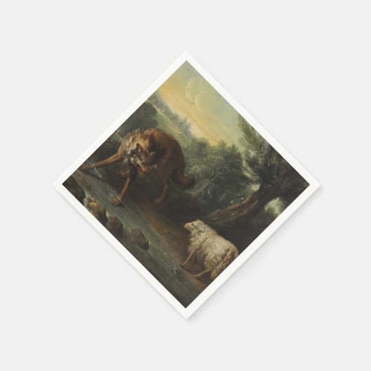 Der Wolf und das Lamm (von Jean-Baptiste Oudry) Serviette (Ecke)
