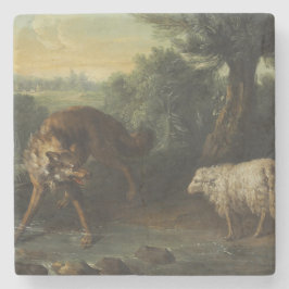 Der Wolf und das Lamm (von Jean-Baptiste Oudry) Steinuntersetzer