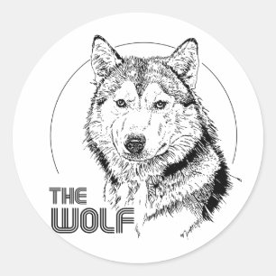 DER WOLF VINTAGE RUNDER AUFKLEBER