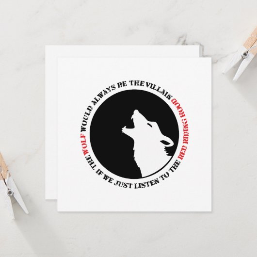 Der Wolf wäre immer der Bösewicht Karte (Vorderseite/Rückseite Beispiel)