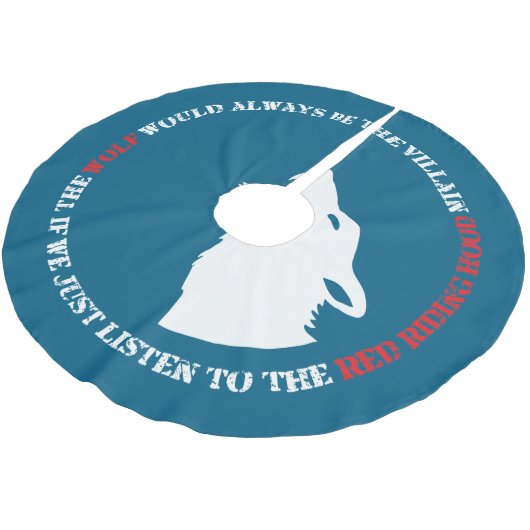 Der Wolf wäre immer der Bösewicht Polyester Weihnachtsbaumdecke (Schrägansicht)