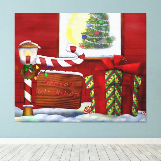 Der Workshop Weihnachten Whimsey Leinwanddruck (Insitu (Holzboden))