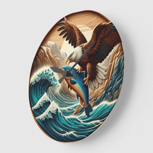 Der wunderbare Adler schlummert hinunter zum Fisch Große Wanduhr (Winkel)