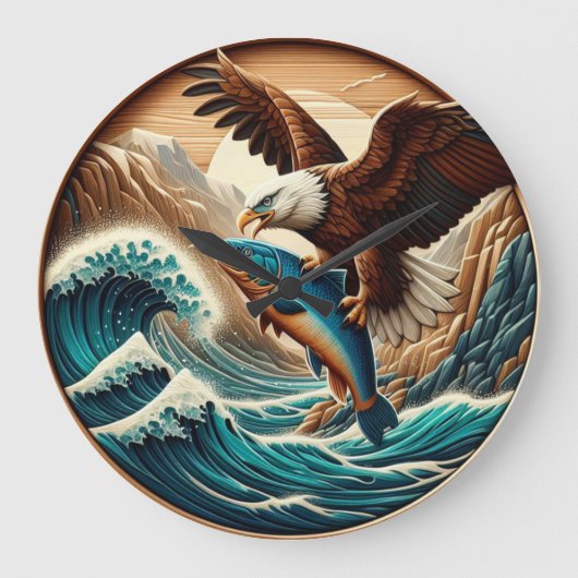 Der wunderbare Adler schlummert hinunter zum Fisch Große Wanduhr (Vorderseite)