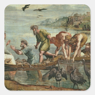 Der wunderbare Entwurf der Fische (Cartoon für die Quadratischer Aufkleber