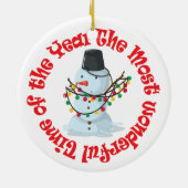 Der wunderbarste Time Pinguin Snowman Keramikornament (Hinten)
