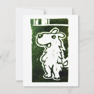 Der Wunderhund Linolschnitt RSVP Karte