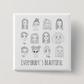 Der wunderschöne Feminist Doodle Art Button (Vorderseite)