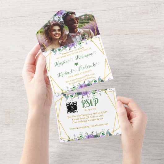 Der wunderschöne Weinberg Lilac All In One Einladung (Abreißen)