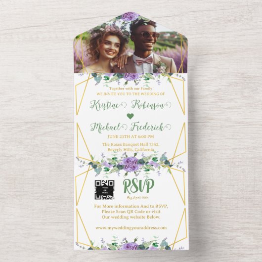 Der wunderschöne Weinberg Lilac All In One Einladung (Innen Boden)