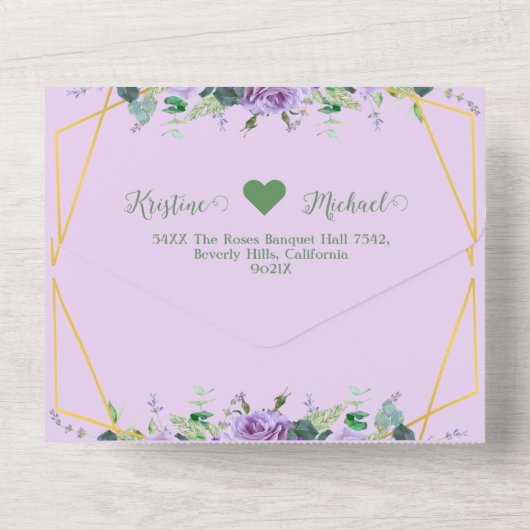 Der wunderschöne Weinberg Lilac All In One Einladung (Rückseite)