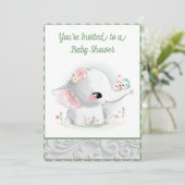 Der wunderschöne weiße Baby Boy oder Girl Elephant Einladung (Stehend Vorderseite)