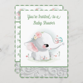 Der wunderschöne weiße Baby Boy oder Girl Elephant Einladung