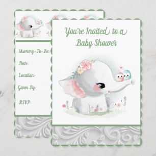 Der wunderschöne weiße Baby Boy oder Girl Elephant Einladung