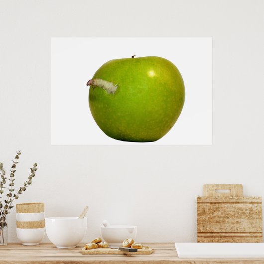 Der Wurm im Apfel Poster (Küche)
