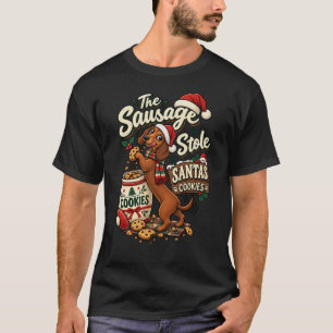 Der Wurst hat Weihnachtsmanns Kekse gestohlen Dach T-Shirt